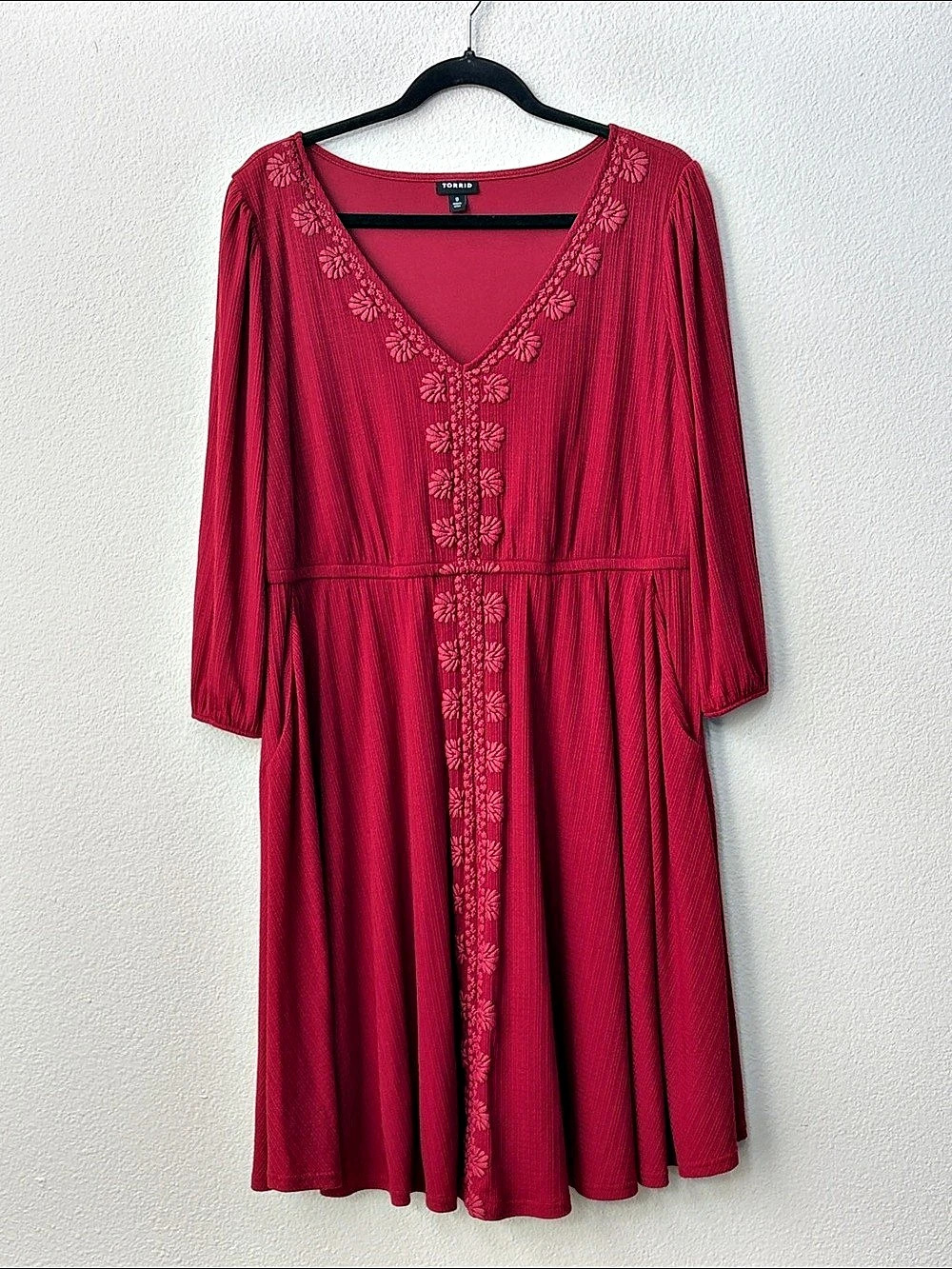 Torrid  Mini Jersey 3/4 sleeve Puff Print Dress in Red Size 0x Like New